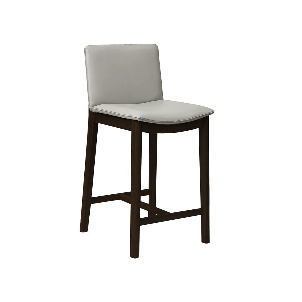 Kara Pewter Leather Black Oak Counter Stool