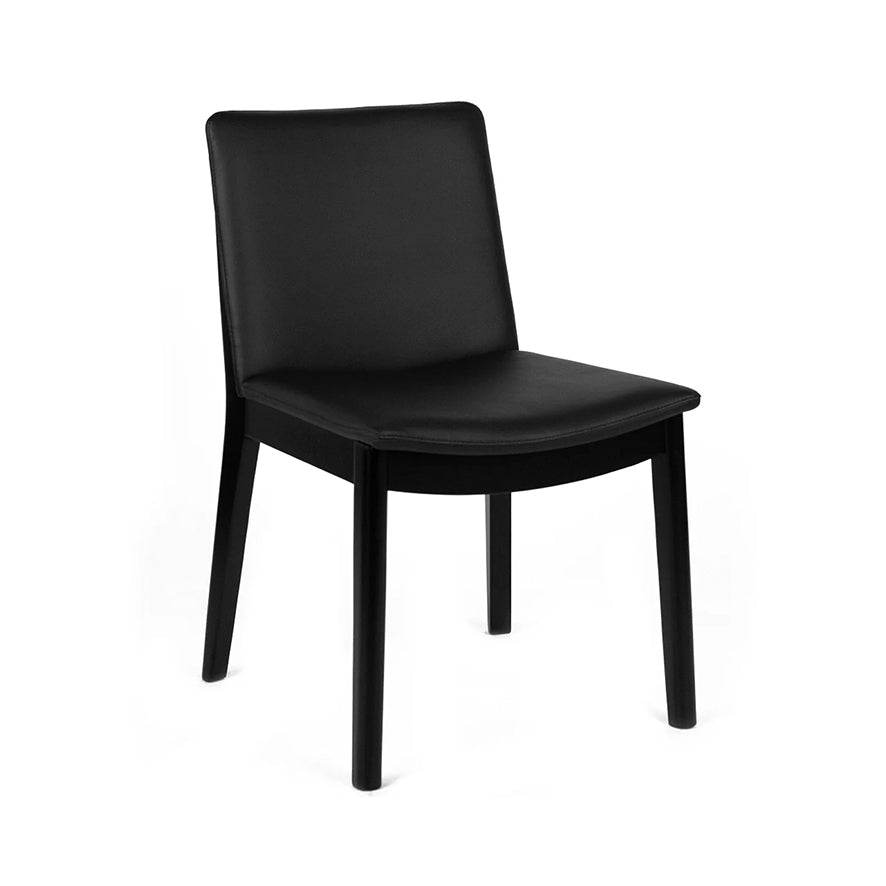 Kara Black Leather Black Oak Dining Chair
