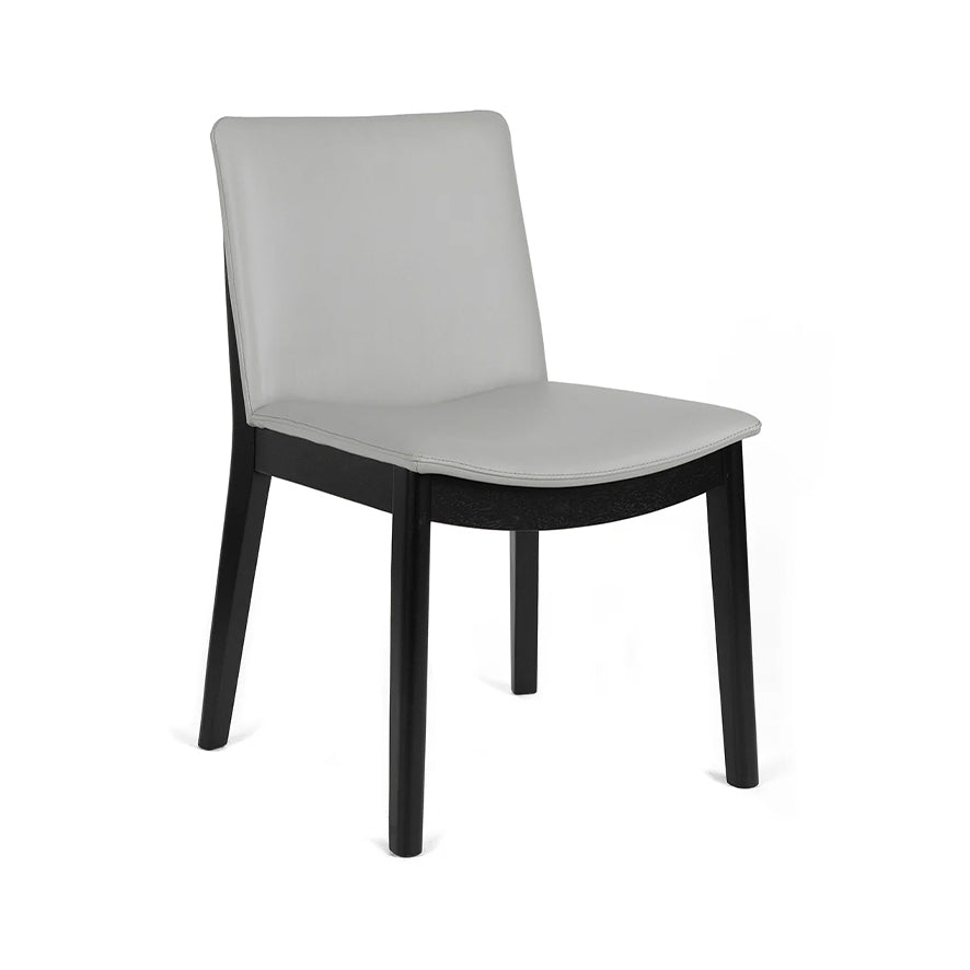 Kara Pewter Leather Black Oak Dining Chair
