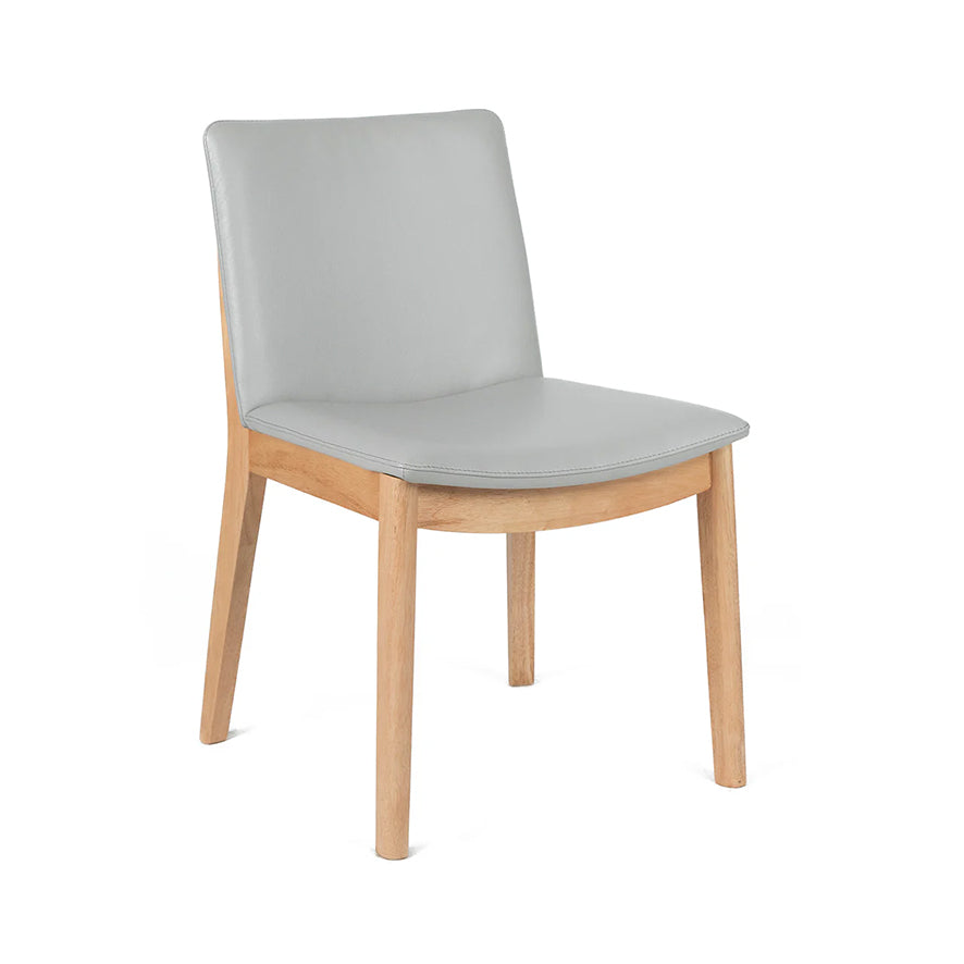 Kara Pewter Leather Natural Oak Dining Chair