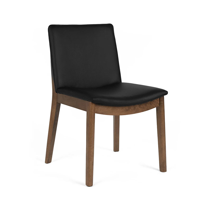 Kara Black Leather Walnut Oak Dining Chair