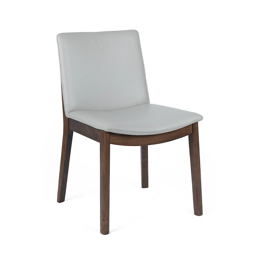 Kara Pewter Leather Walnut Oak Dining Chair
