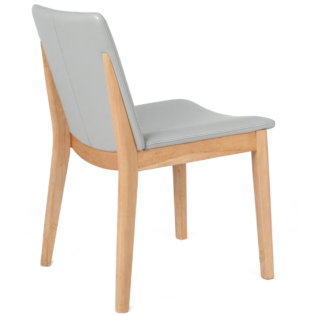 Kara Pewter Leather Natural Oak Dining Chair