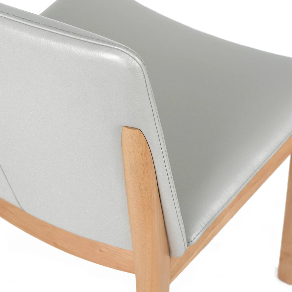 Kara Pewter Leather Natural Oak Dining Chair