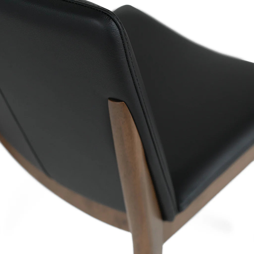 Kara Black Leather Walnut Oak Dining Chair