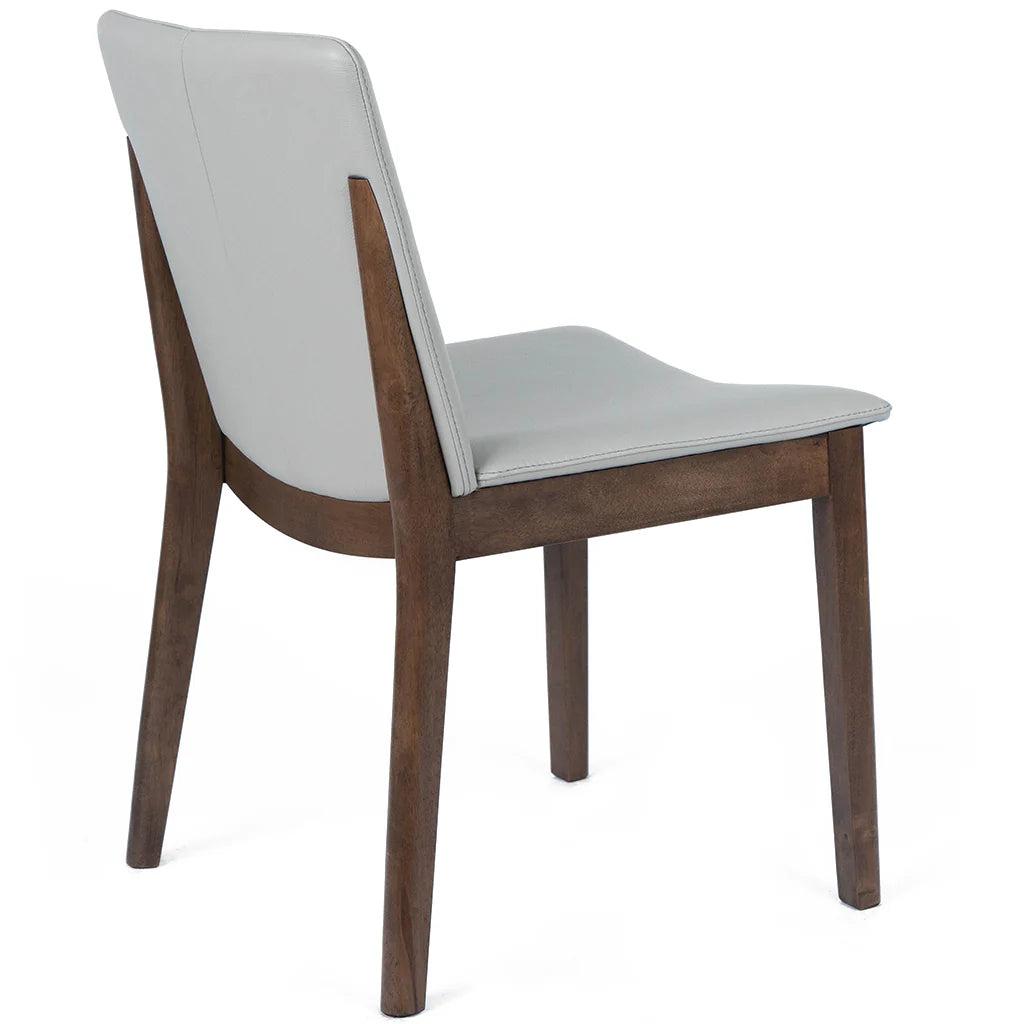 Kara Pewter Leather Walnut Oak Dining Chair