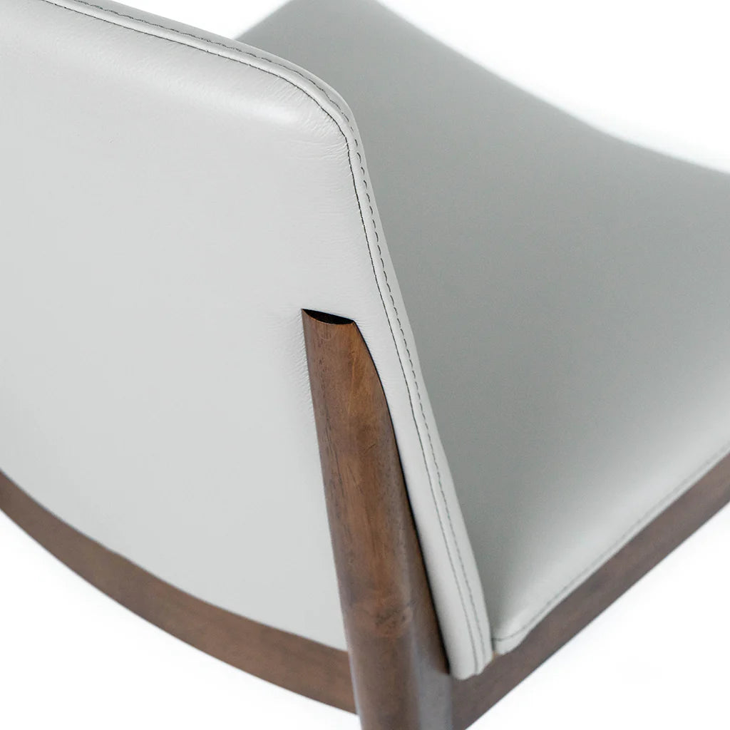 Kara Pewter Leather Walnut Oak Dining Chair