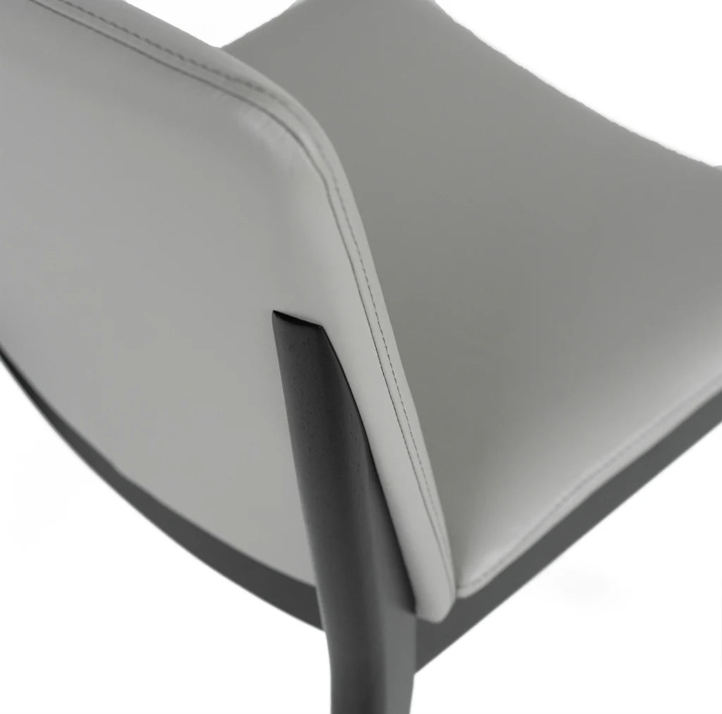 Kara Pewter Leather Black Oak Dining Chair