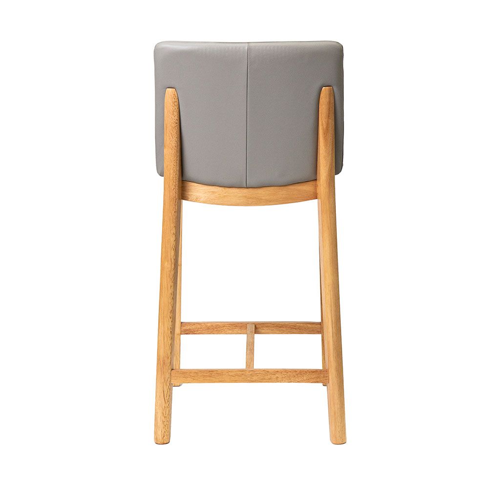 Kara Pewter Leather Natural Oak Counter Stool