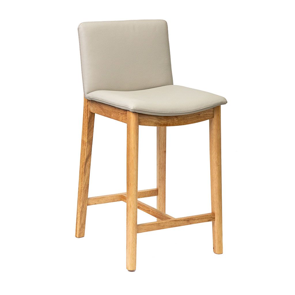 Kara Wheat Leather Natural Oak Counter Stool