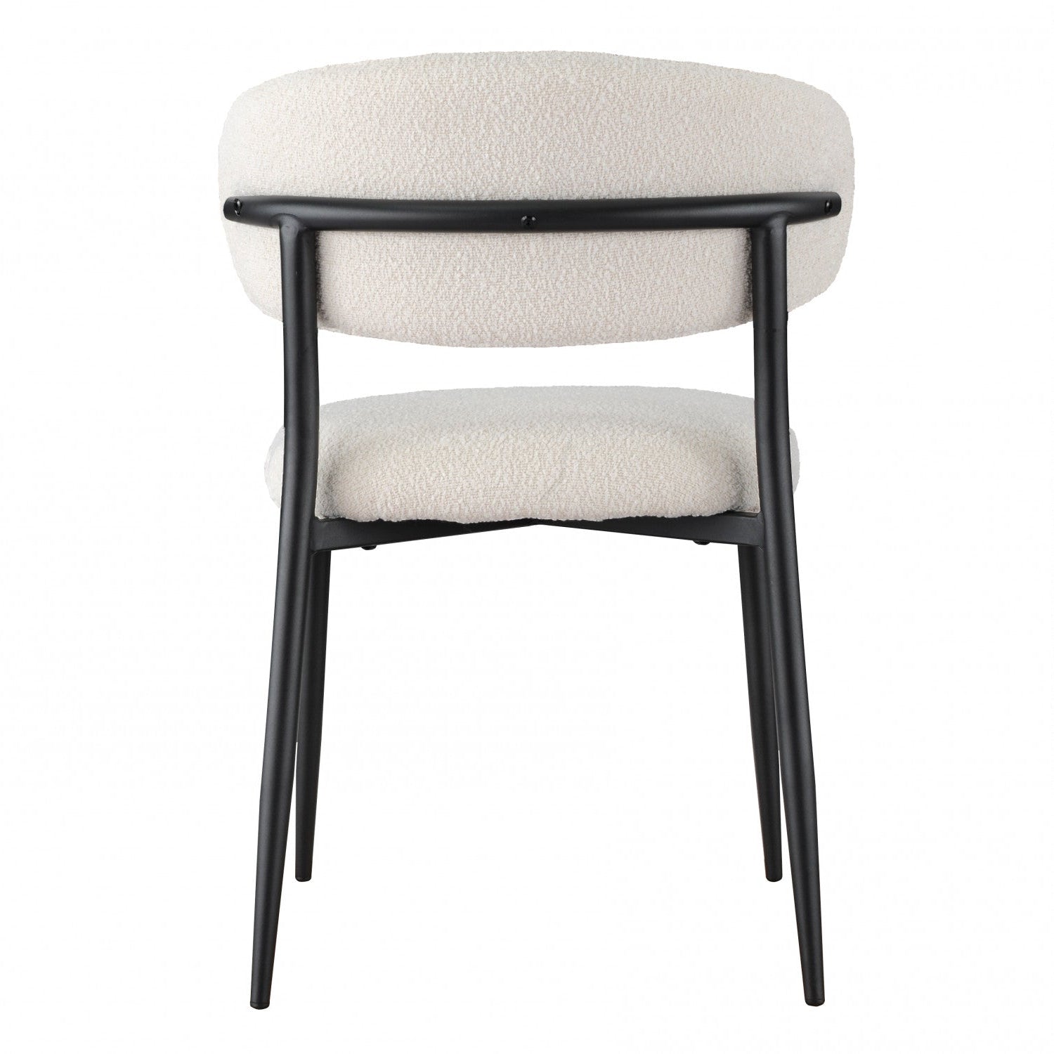 Palm Beach 01- Off White Boucle Fabric / Black Metal Dining Chair (Set of 2)- NEW!