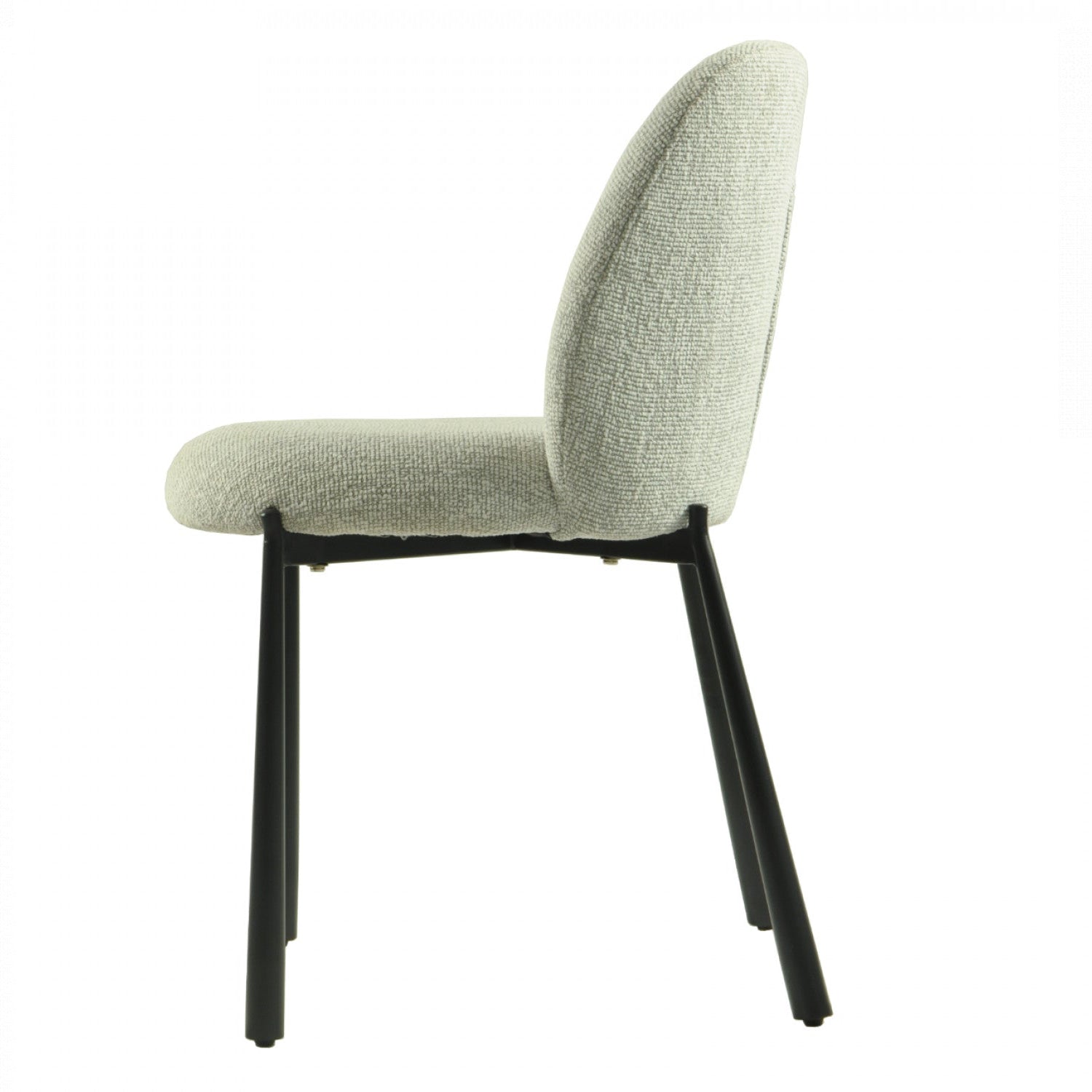 The Bronte 01- Oyster White Fabric / Black Metal Dining Chairs (Set of 2)- NEW!