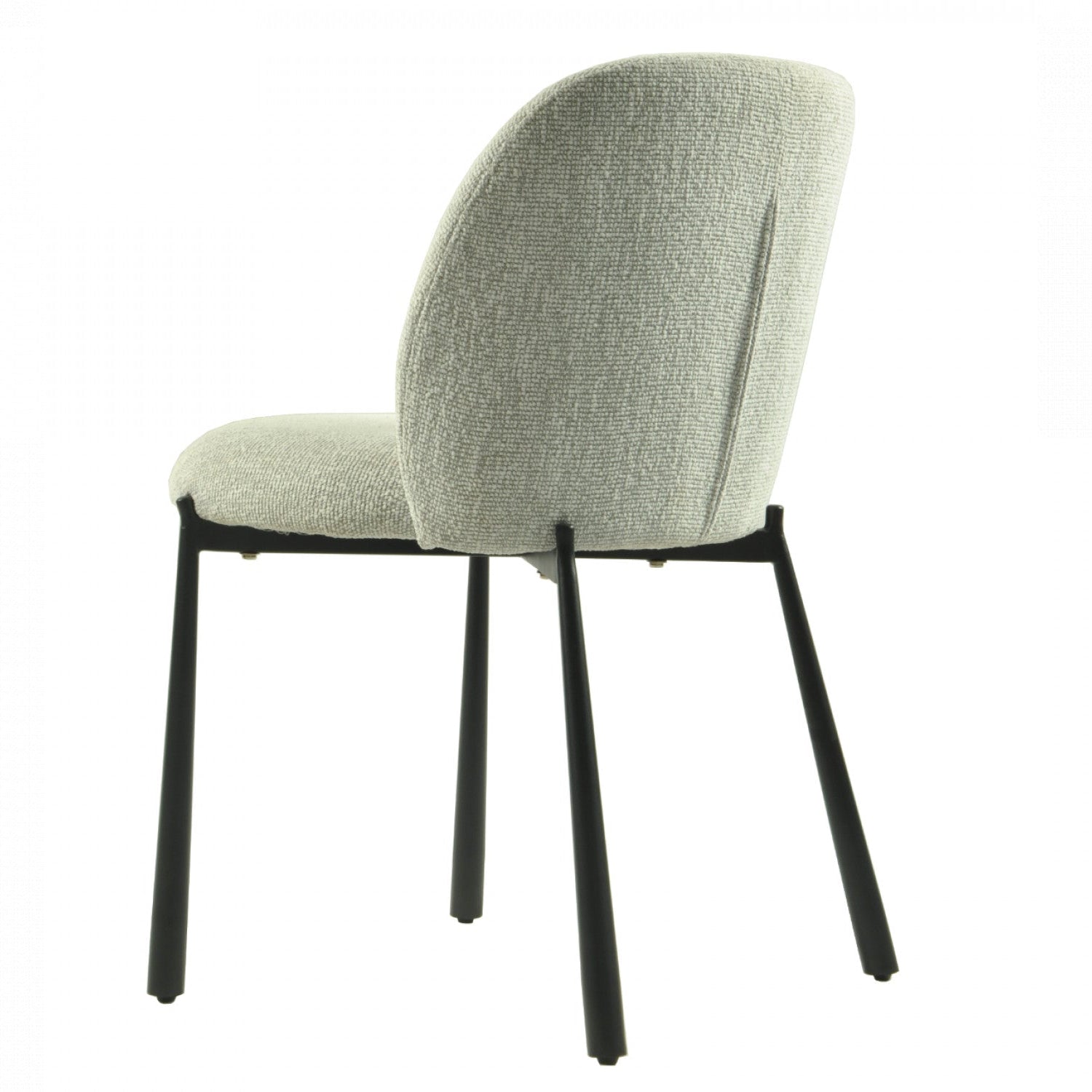 The Bronte 01- Oyster White Fabric / Black Metal Dining Chairs (Set of 2)- NEW!