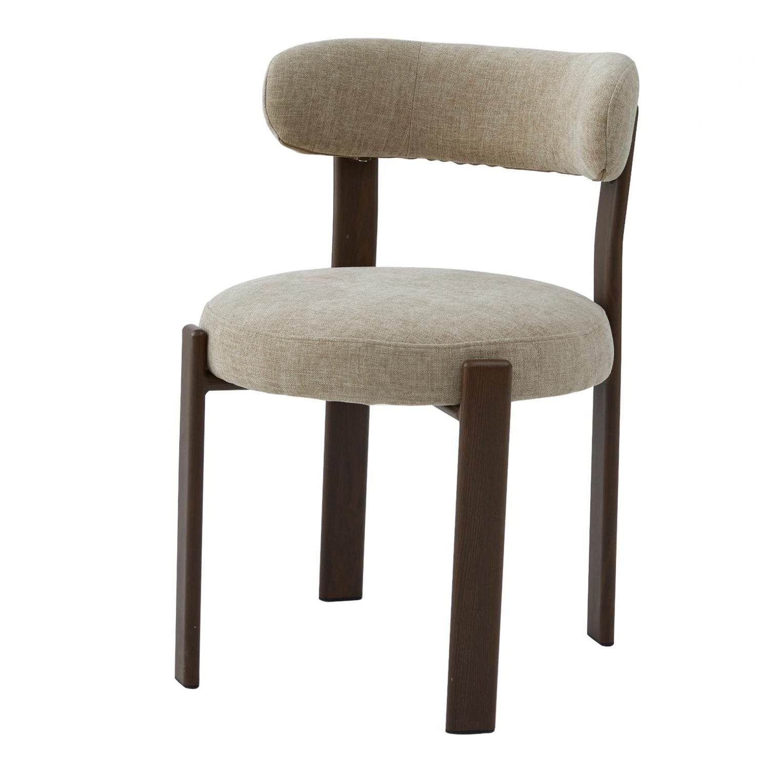 The Paddington 01- Beige Fabric / Walnut Dining Chair (Set of 2)- NEW!