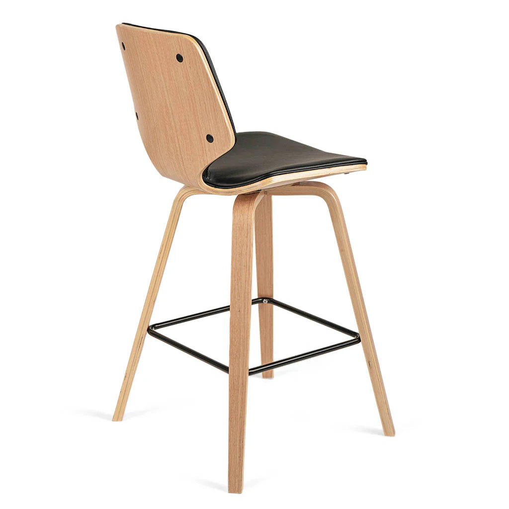 Vera Black Leatherette Natural Oak Counter Stool