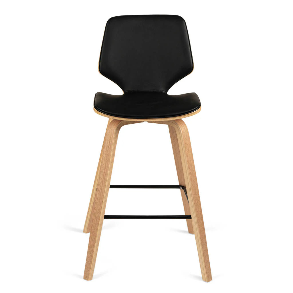 Vera Black Leatherette Natural Oak Counter Stool