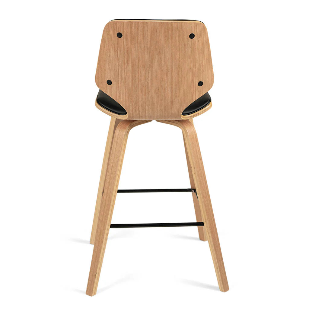 Vera Black Leatherette Natural Oak Counter Stool