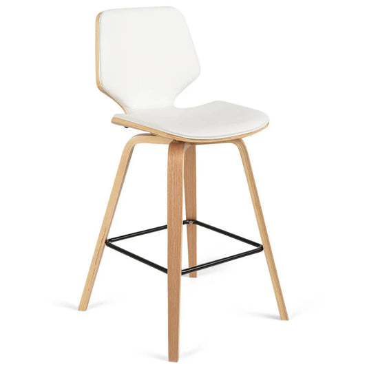 Vera White Leatherette Natural Oak Counter Stool