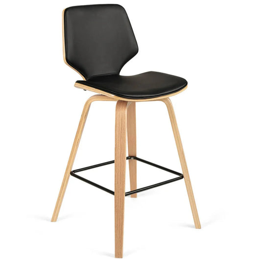 Vera Black Leatherette Natural Oak Counter Stool