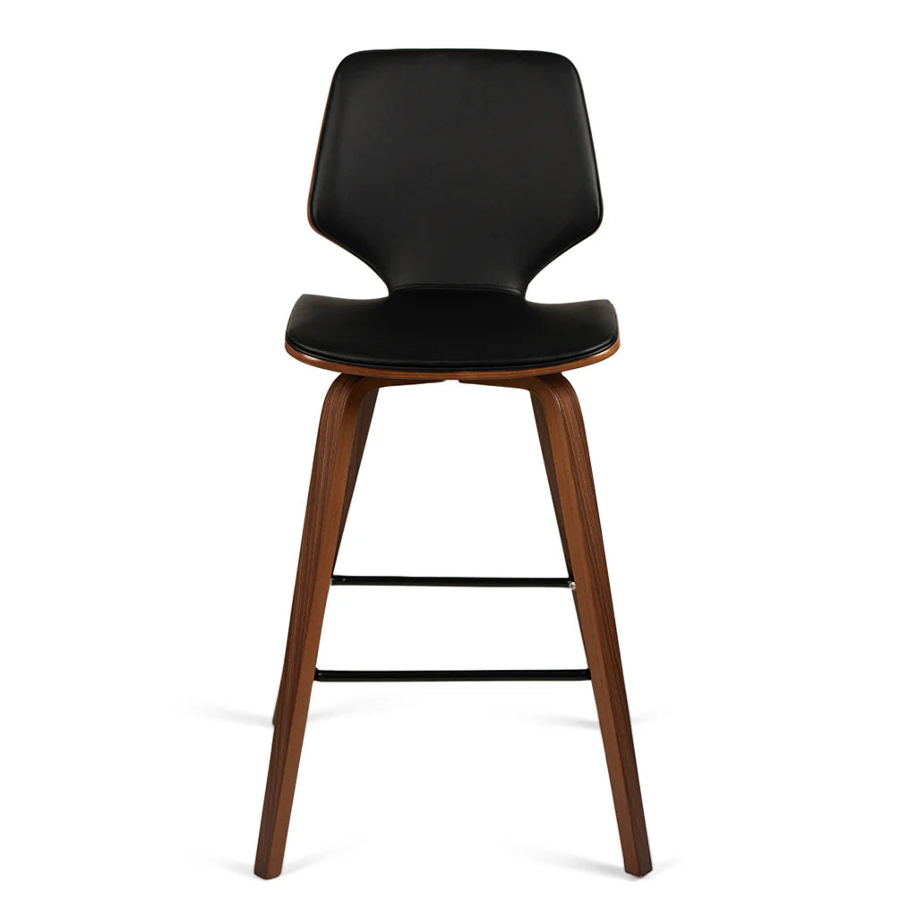 Vera Black Leatherette Walnut Oak Counter Stool