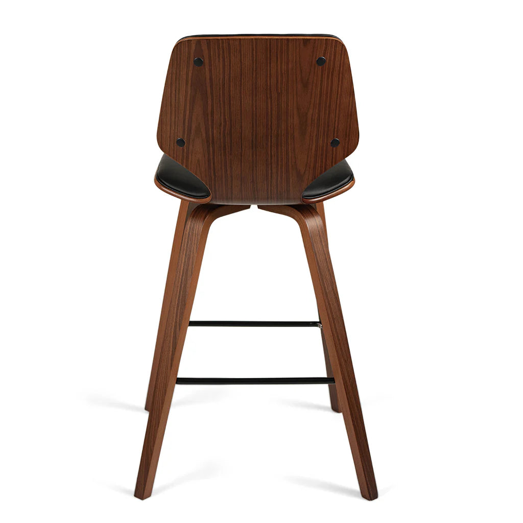 Vera Black Leatherette Walnut Oak Counter Stool