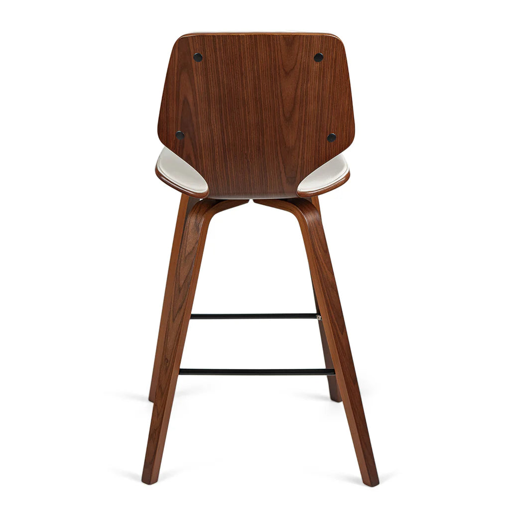 Vera White Leatherette Walnut Oak Counter Stool