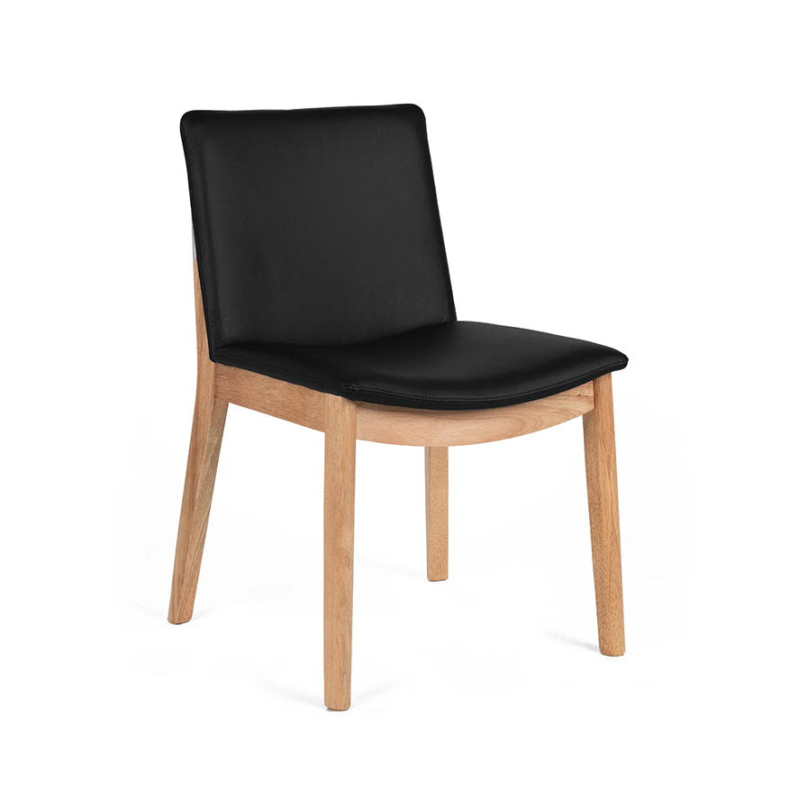 Koda Black Leather Natural Oak Dining Chair