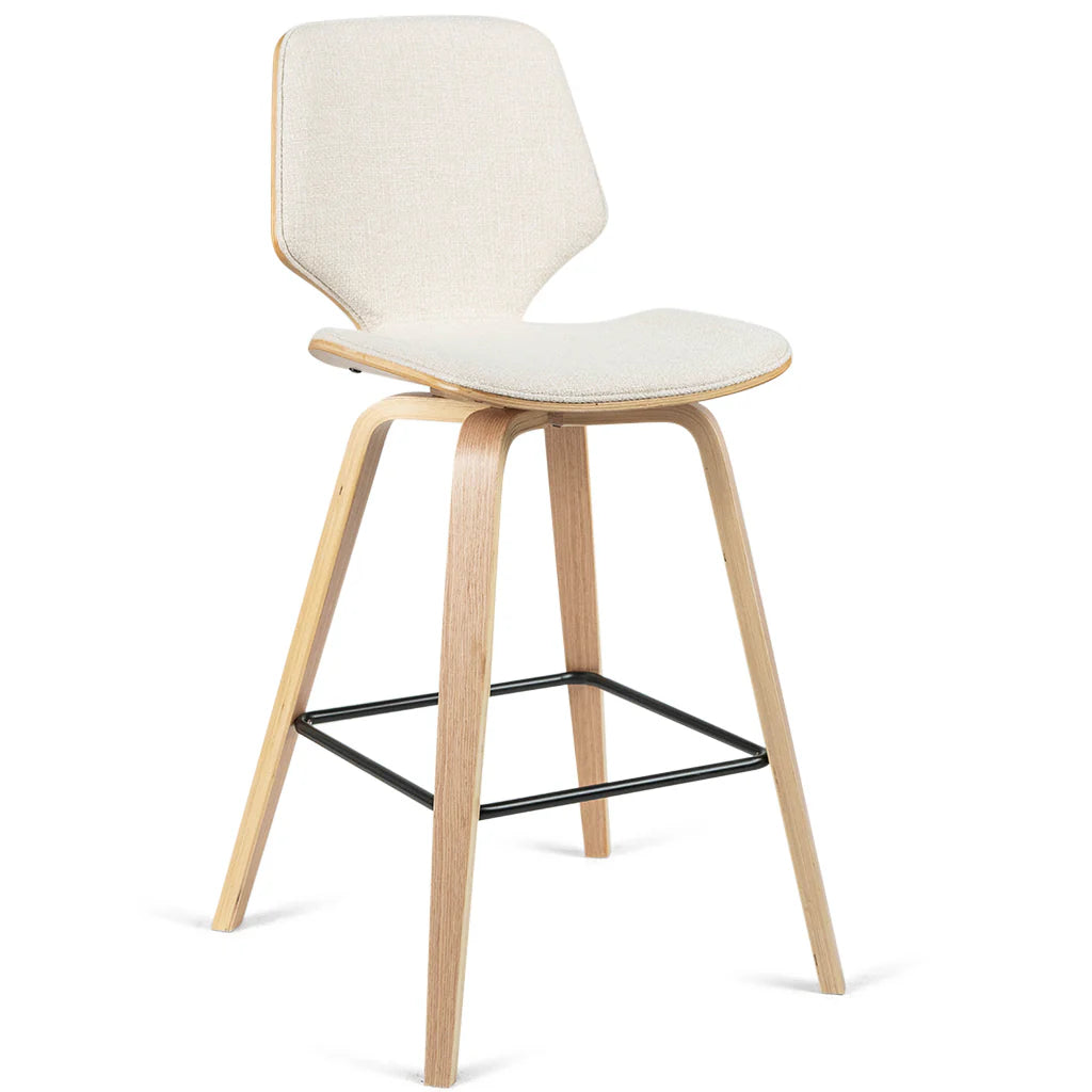 Vera Beige Fabric Natural Oak Counter Stool