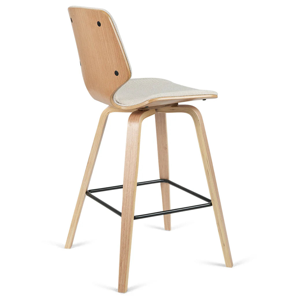 Vera Beige Fabric Natural Oak Counter Stool