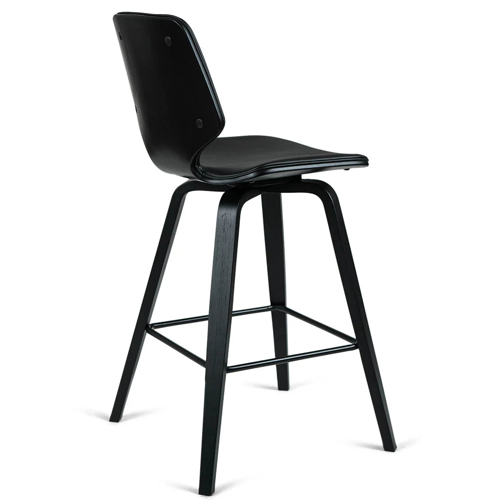 Vera Black Leatherette Black Oak Counter Stool