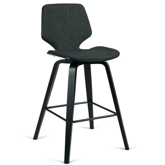 Vera Black Leatherette Black Oak Counter Stool