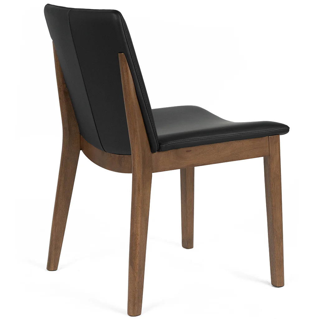 Koda Black Leather Walnut Oak Dining Chair