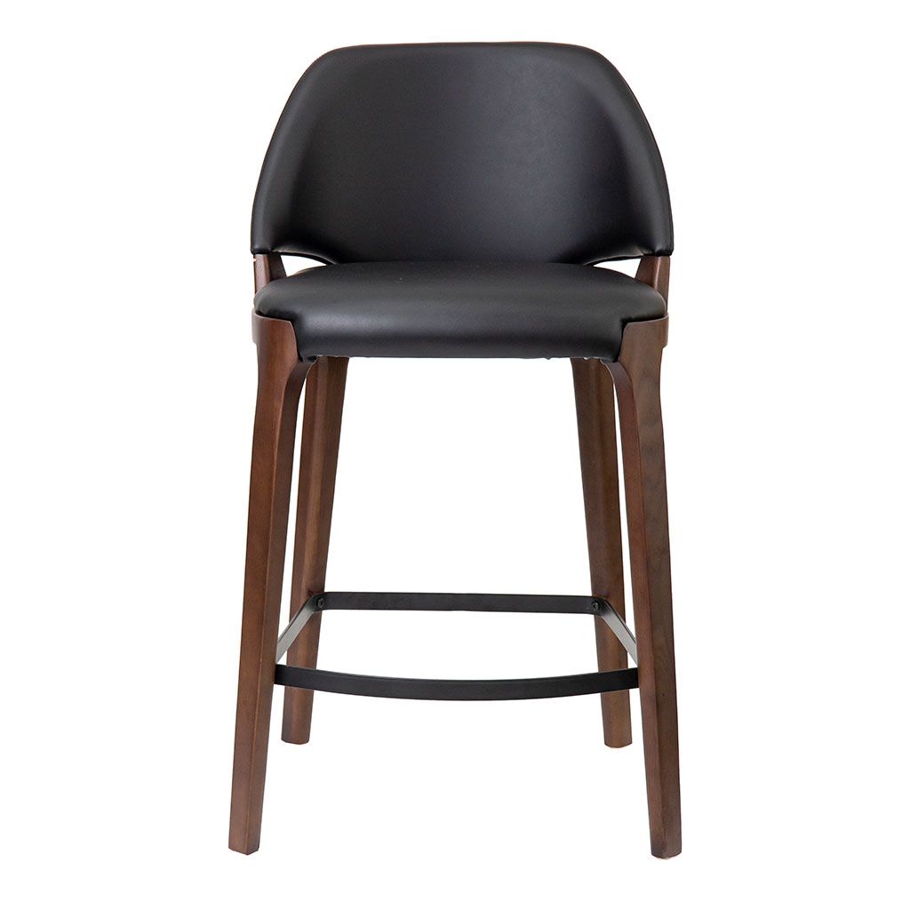 Teso Black Leatherette Walnut Oak Counter Stool