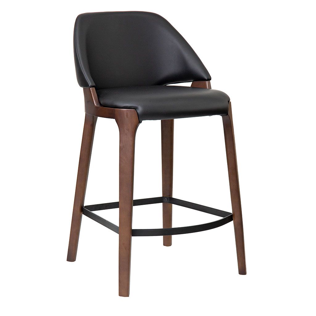 Teso Black Leatherette Walnut Oak Counter Stool