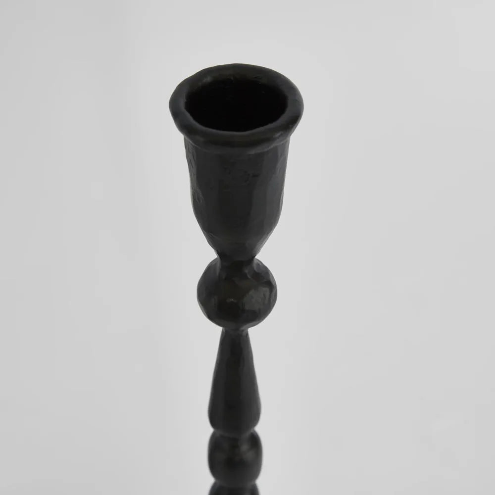 Jonah Forged Iron Candle Holders (Set of 3)- Black
