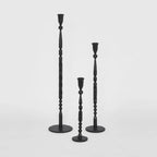 Jonah Forged Iron Candle Holders (Set of 3)- Black