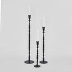 Jonah Forged Iron Candle Holders (Set of 3)- Black