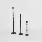 Jonah Forged Iron Candle Holders (Set of 3)- Black