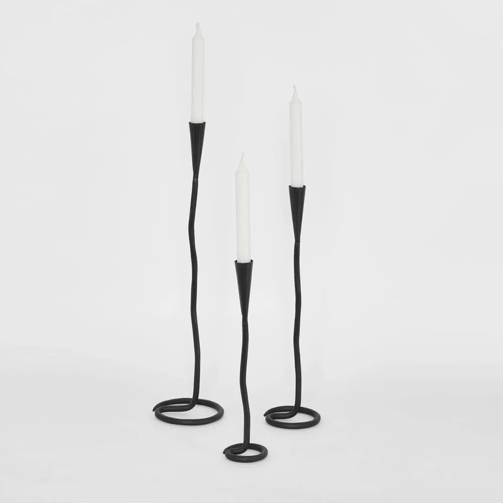 Stem Candle Holders (Set of 3)- Black