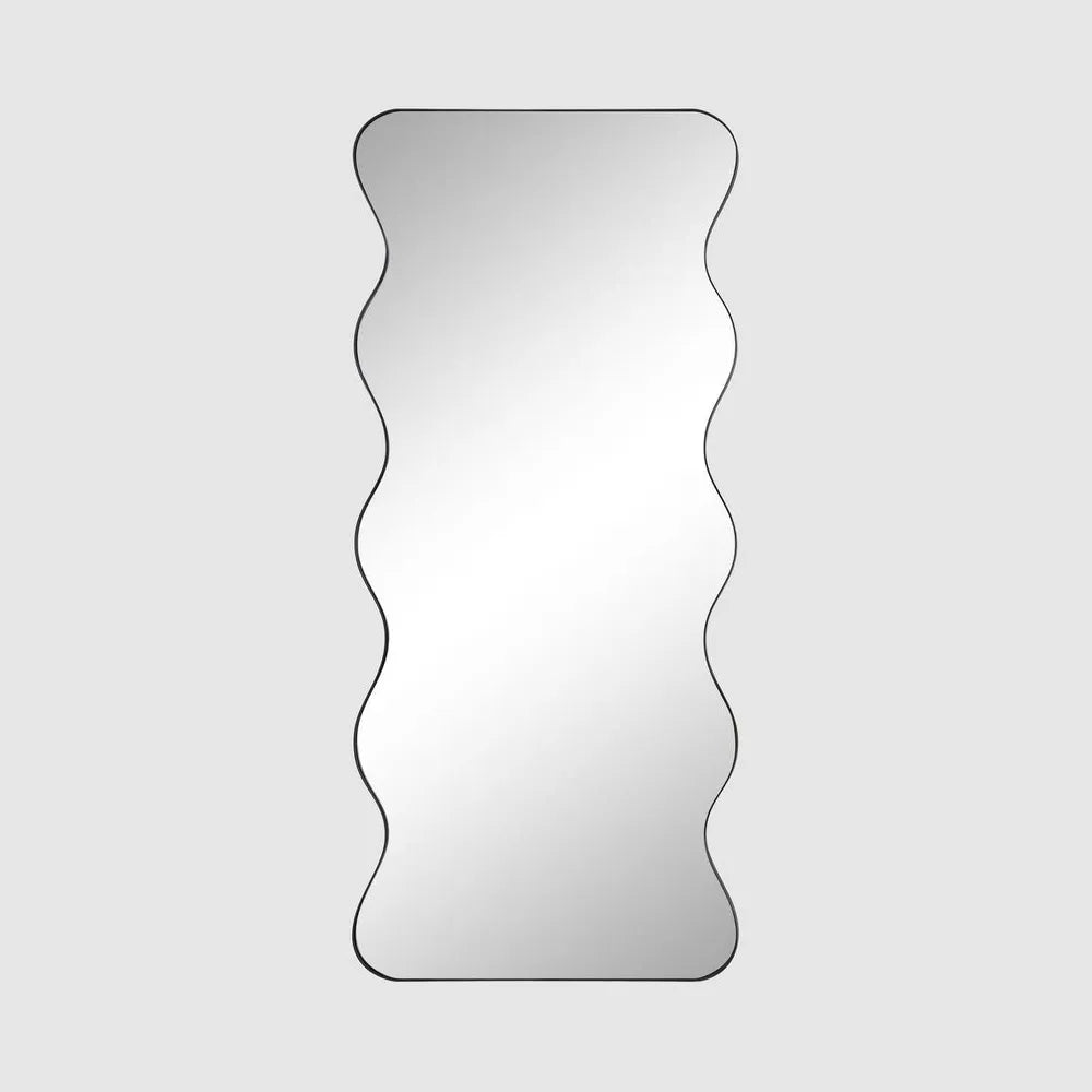 Ripple Iron Floor Mirror- Black