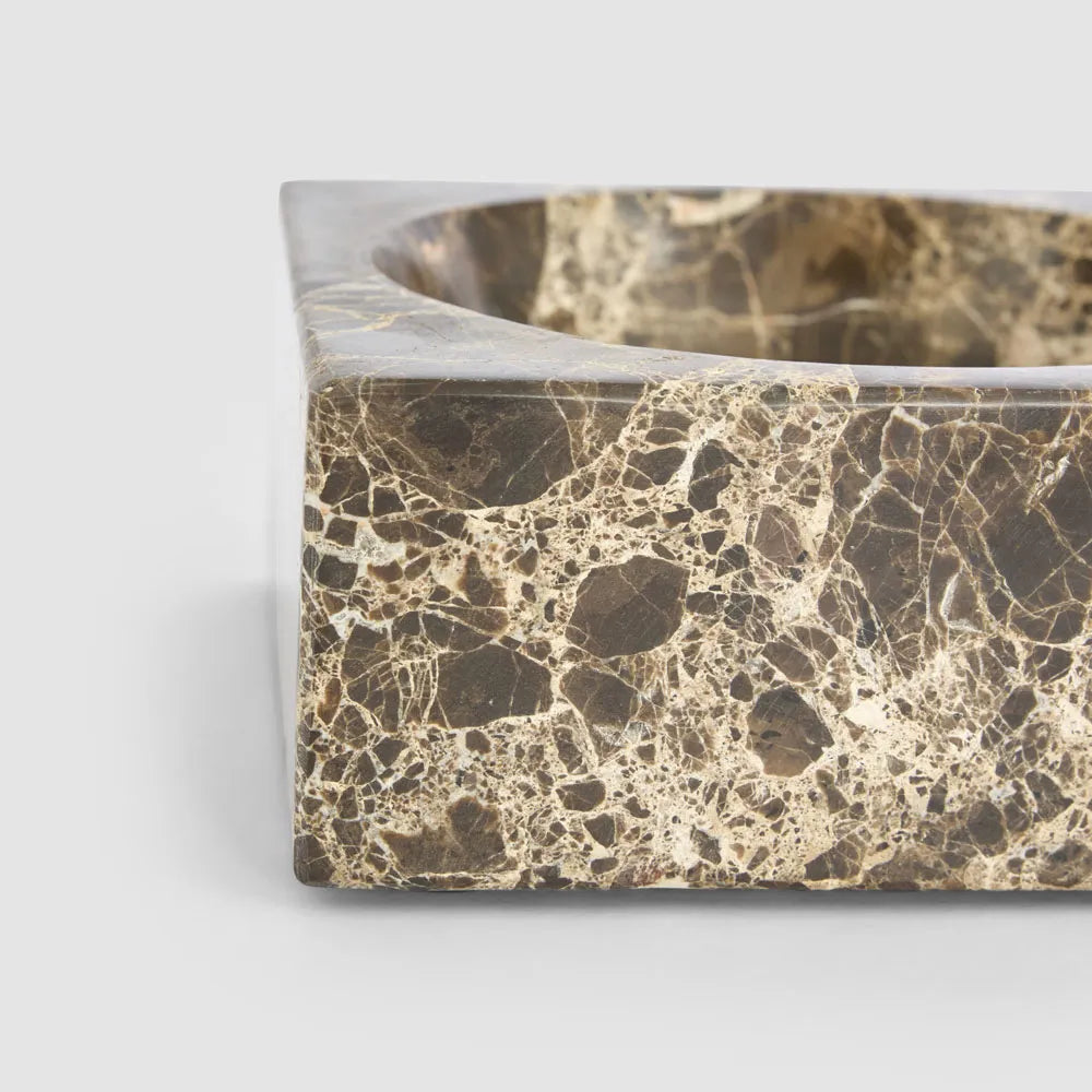 Concave Bowl- Dark Emperador Marble