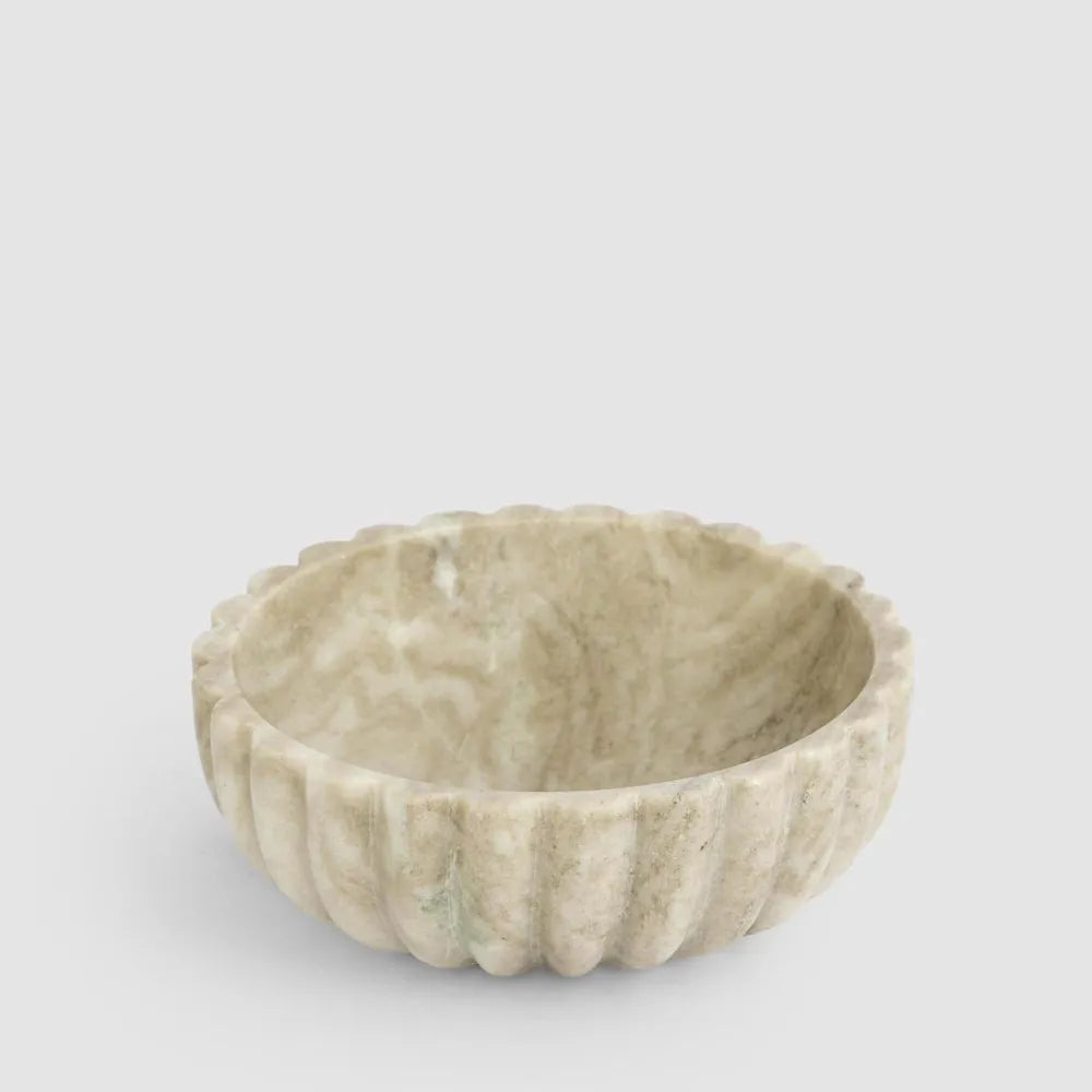 Scalloped Bowl- Brown Marble