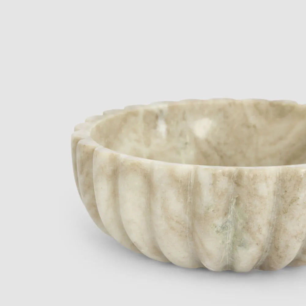 Scalloped Bowl- Brown Marble