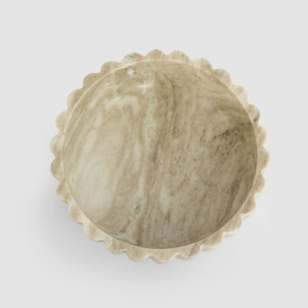 Scalloped Bowl- Brown Marble
