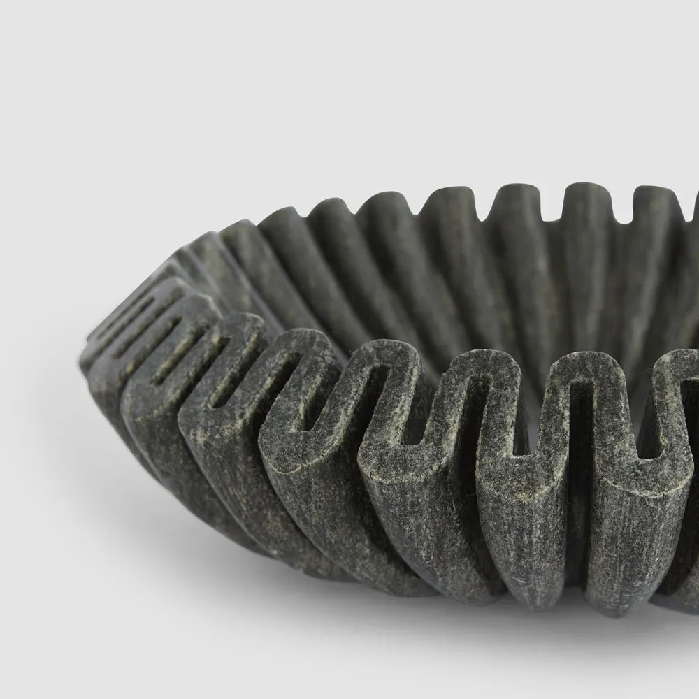 Decorative Wave Bowl- Black Marble