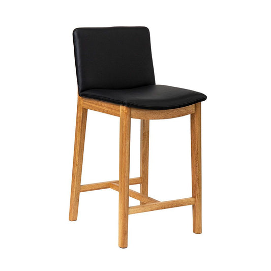 Koda Black Leather Natural Oak Counter Stool