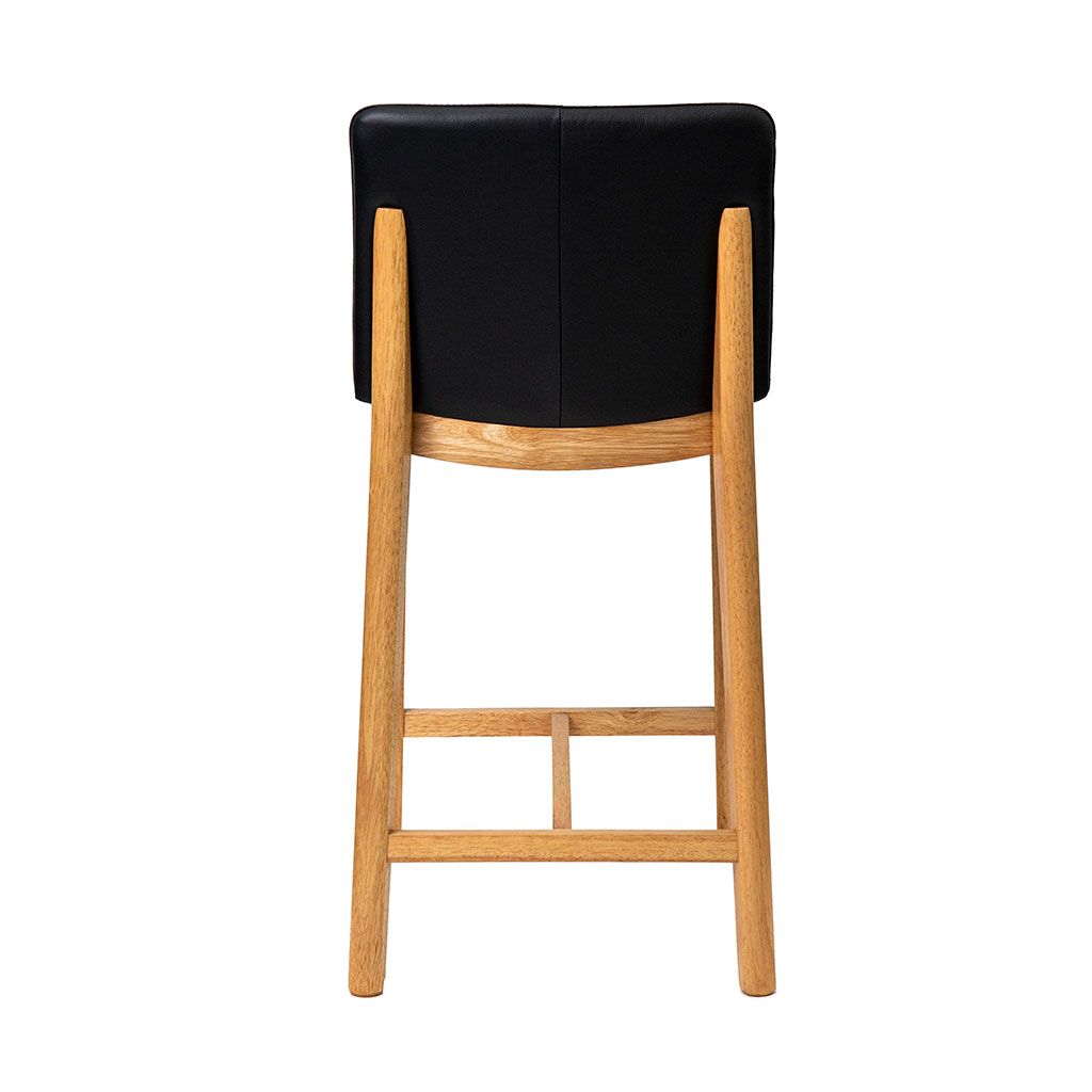 Koda Black Leather Natural Oak Counter Stool